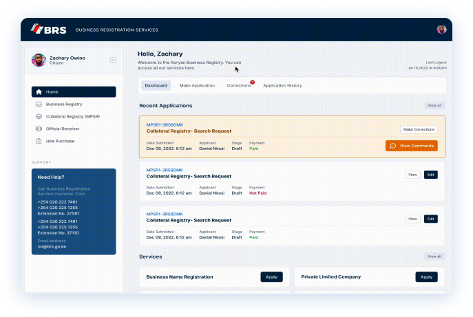 BRS dashboard preview